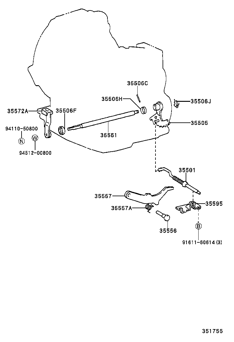 35572-10030 LEVER, TRANSMISSION CONTROL SHAFT product image
