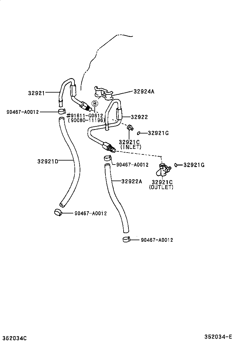 32907-41040 TUBE SUB-ASSY, OIL COOLER OUTLET, NO.2 product image