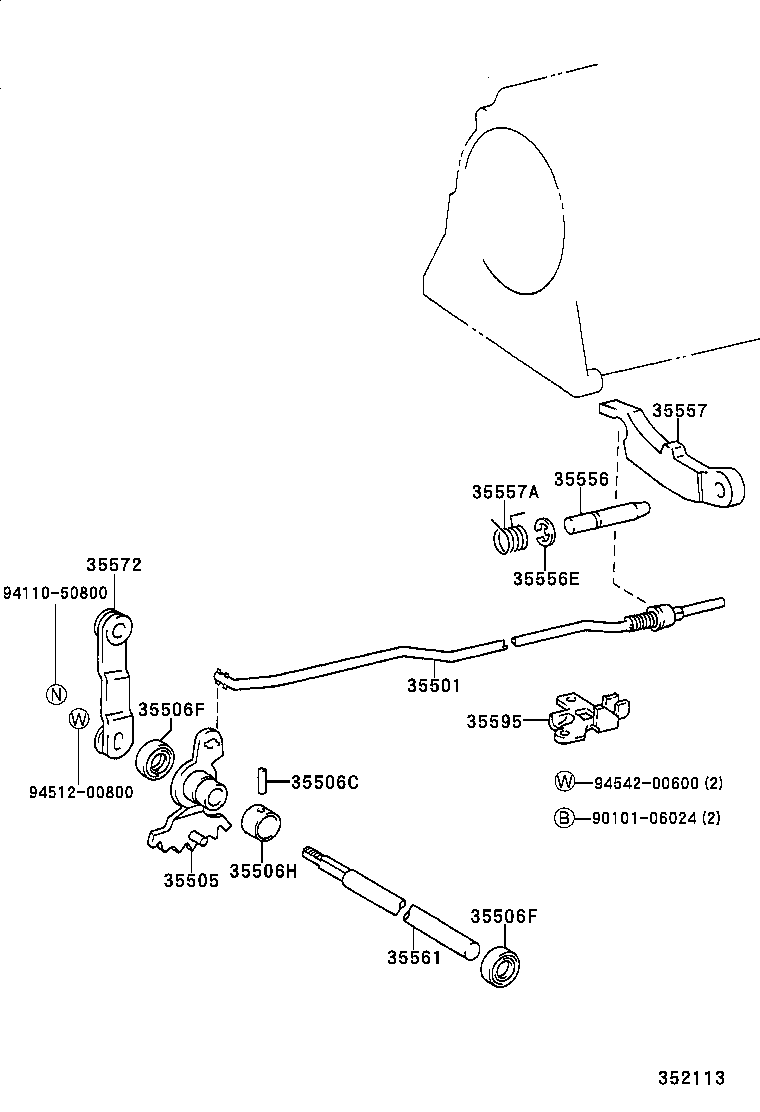 35572-35040 LEVER, TRANSMISSION CONTROL SHAFT, RH product image
