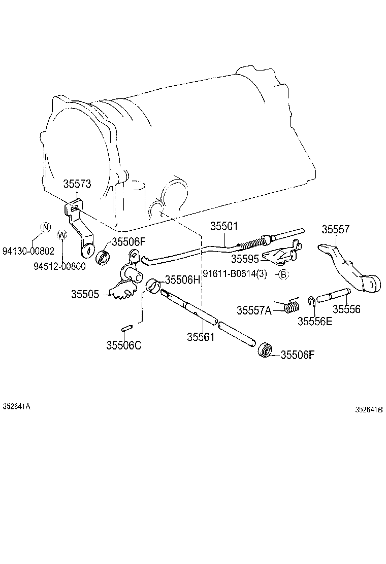 35573-26040 LEVER, TRANSMISSION CONTROL SHAFT, LH product image