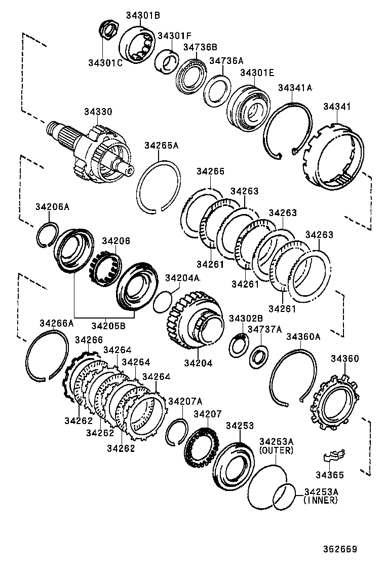 34262-28010 DISC, UNDERDRIVE CLUTCH, NO.2 product image