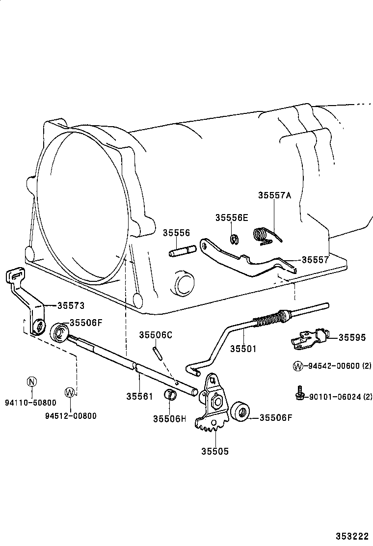 35573-25060 LEVER, TRANSMISSION CONTROL SHAFT, LH product image