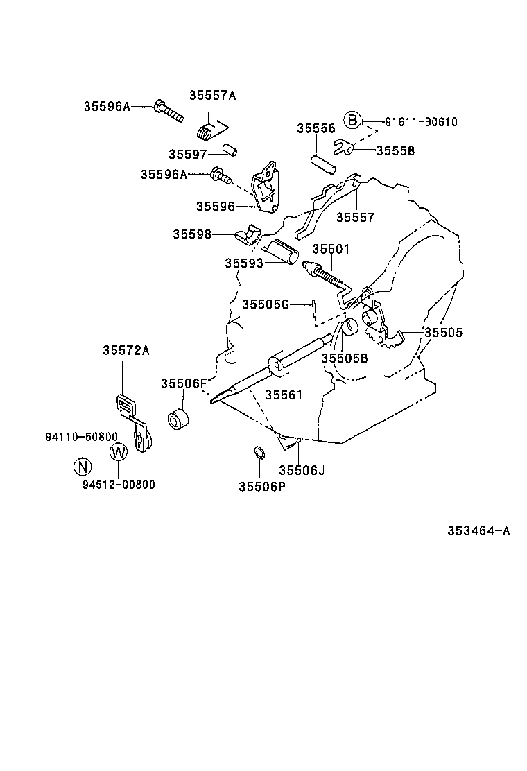 35505-44020 LEVER SUB-ASSY, MANUAL VALVE product image