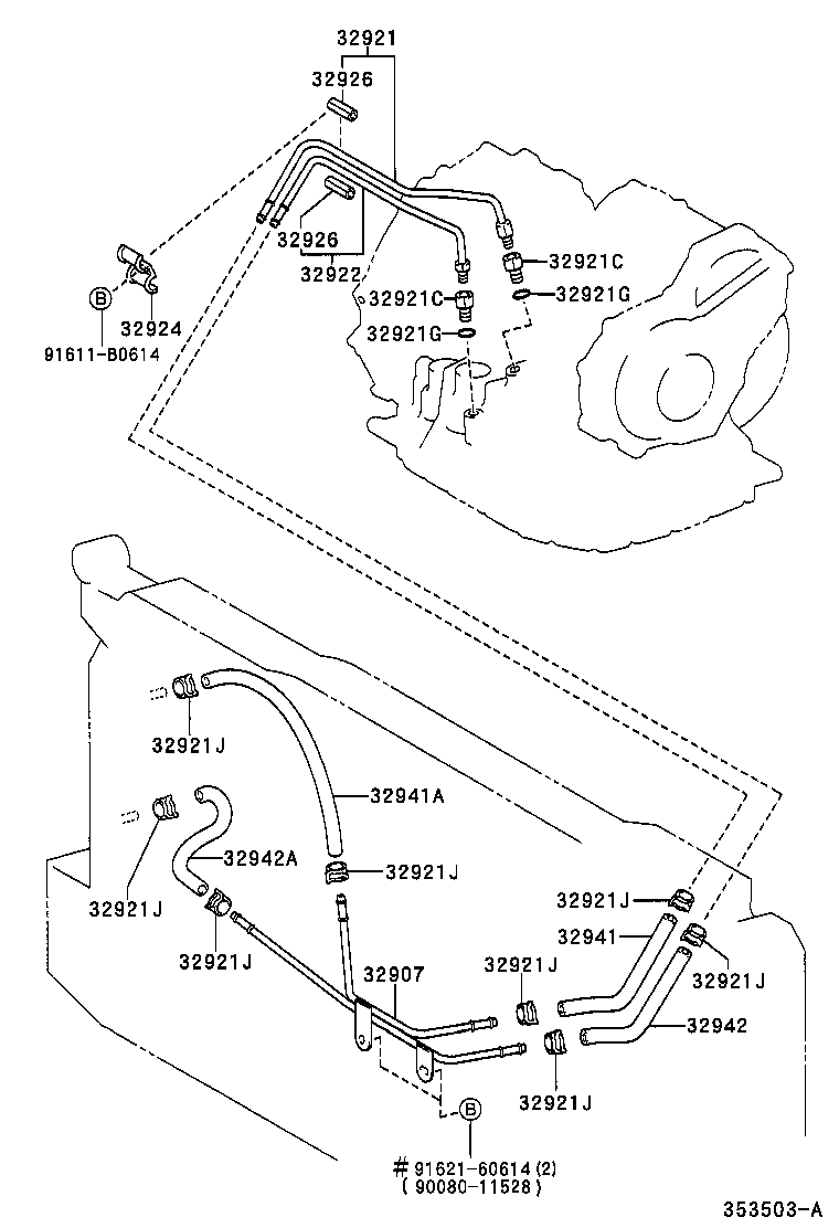 32907-13010 TUBE SUB-ASSY, OIL COOLER OUTLET, NO.2 product image