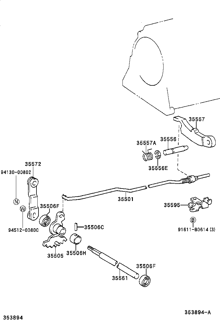 35572-35030 LEVER, TRANSMISSION CONTROL SHAFT, RH product image