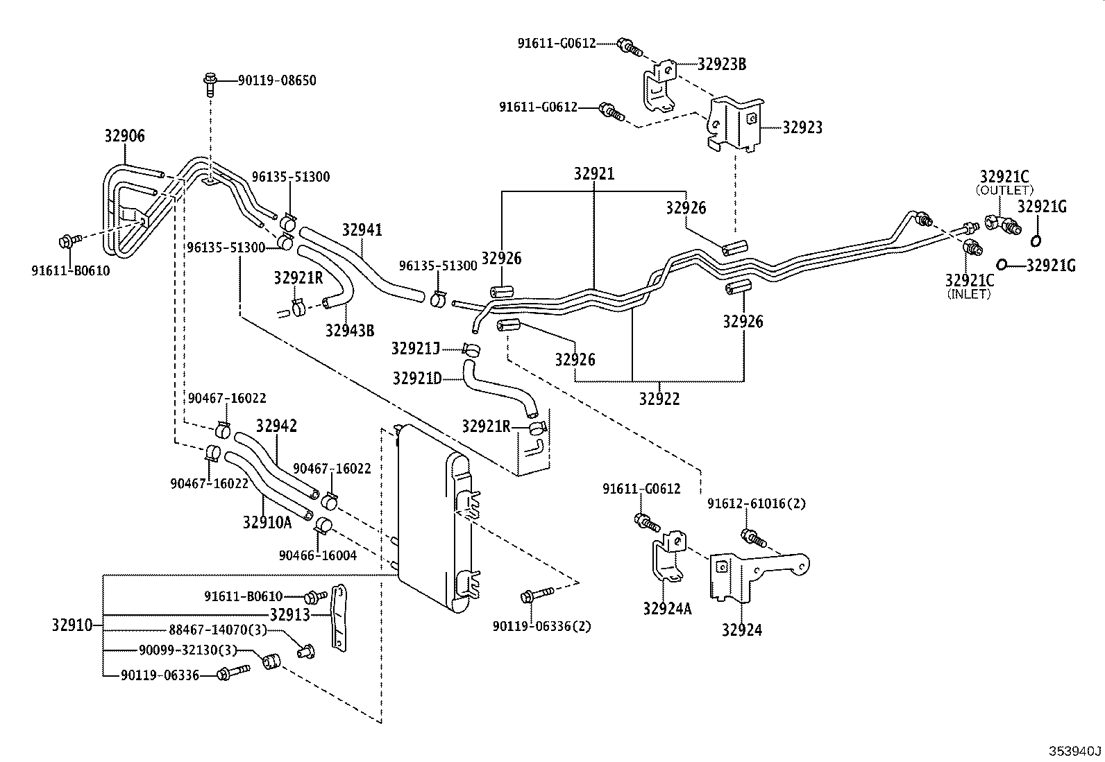 32922-43050 TUBE, OIL COOLER OUTLET, NO.1 product image