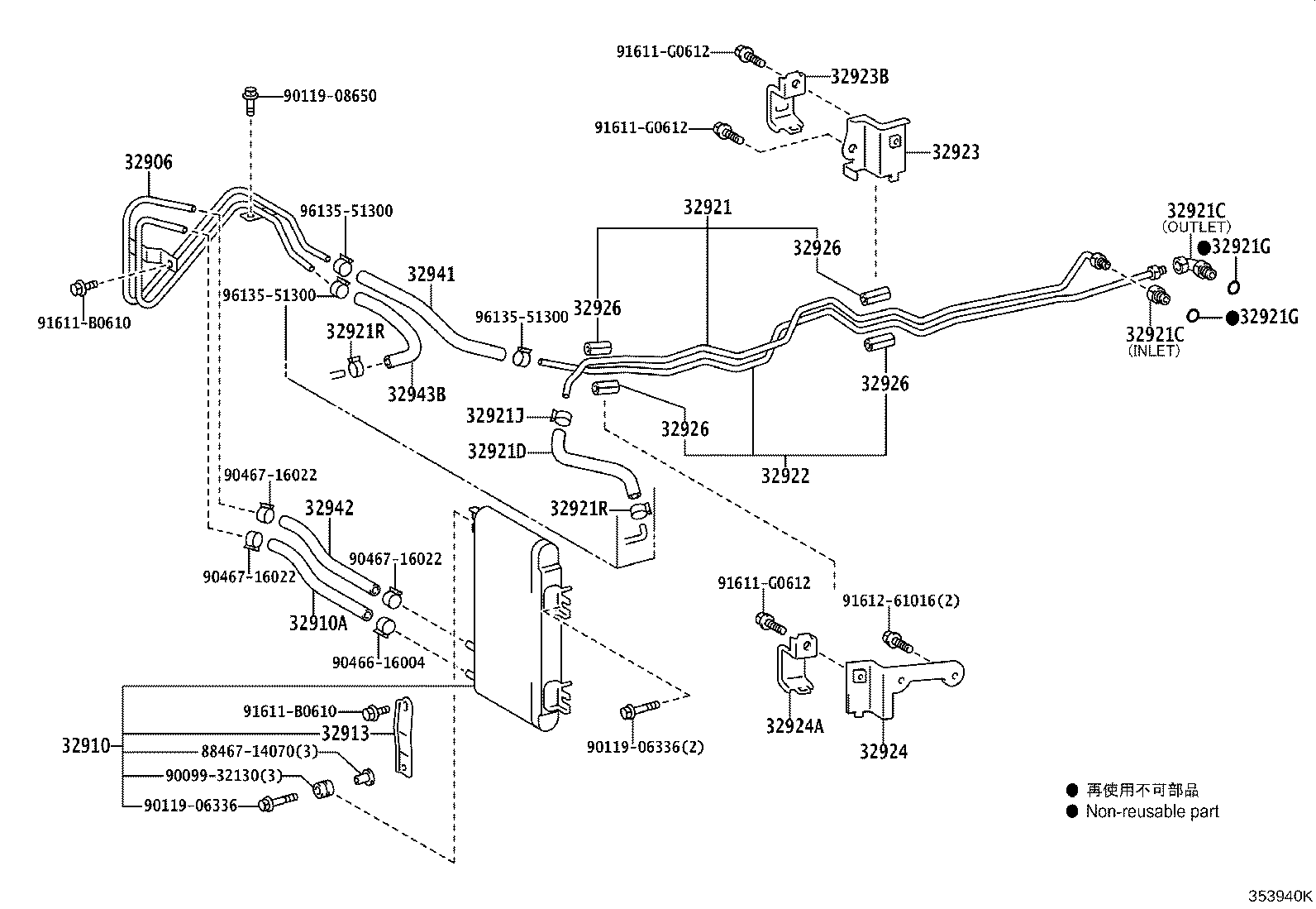 32922-43030 TUBE, OIL COOLER OUTLET, NO.1 product image