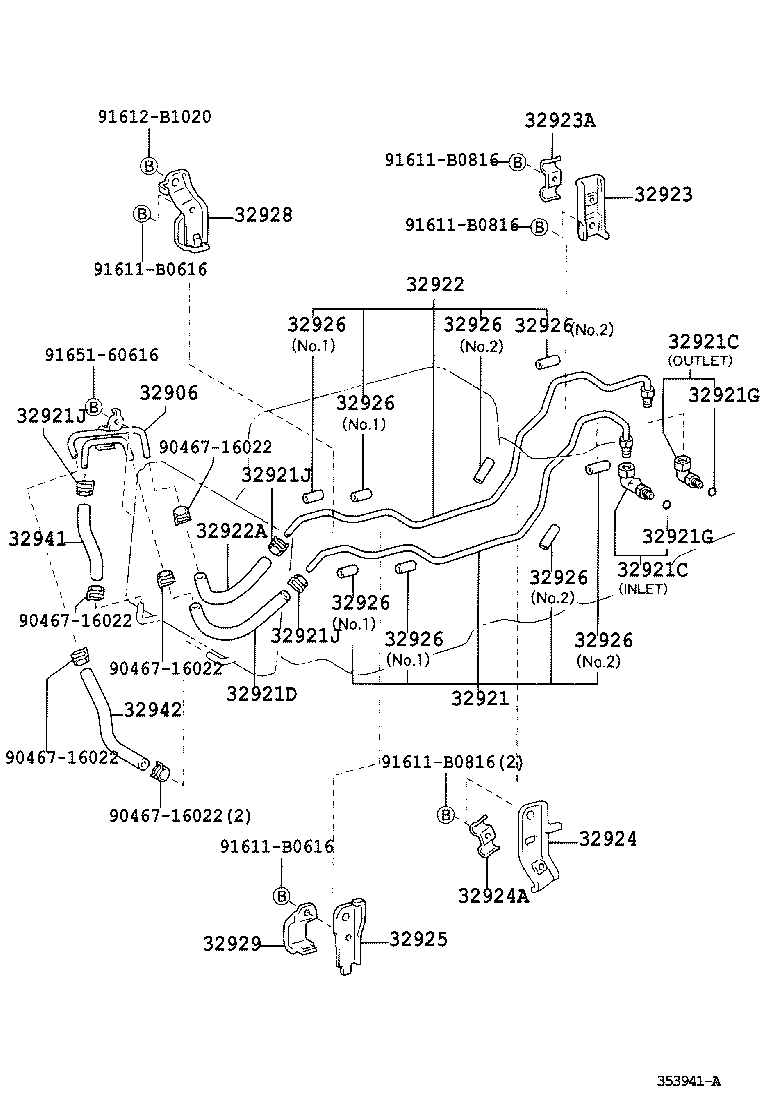 32922-25150 TUBE, OIL COOLER OUTLET, NO.1 product image