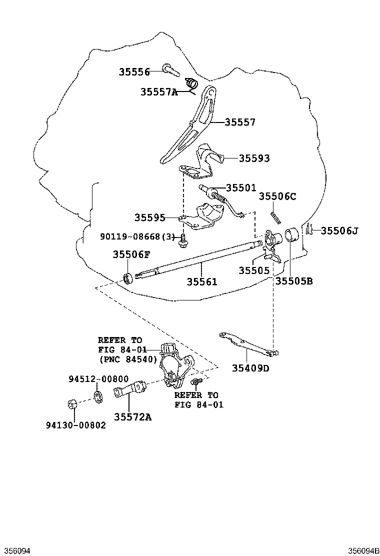 35572-52030 LEVER, TRANSMISSION CONTROL SHAFT product image