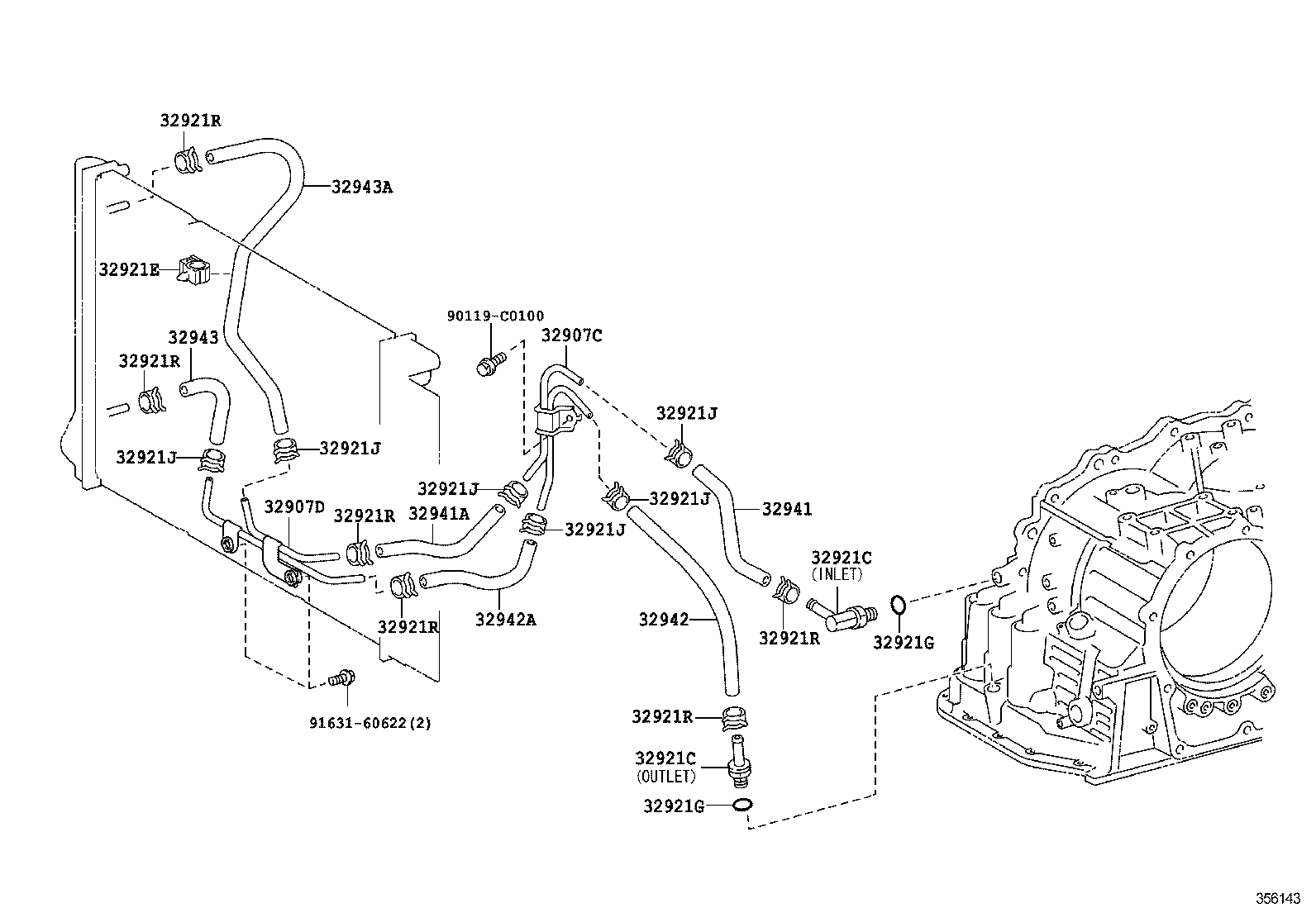32922-02170 TUBE, OIL COOLER OUTLET, NO.1 product image