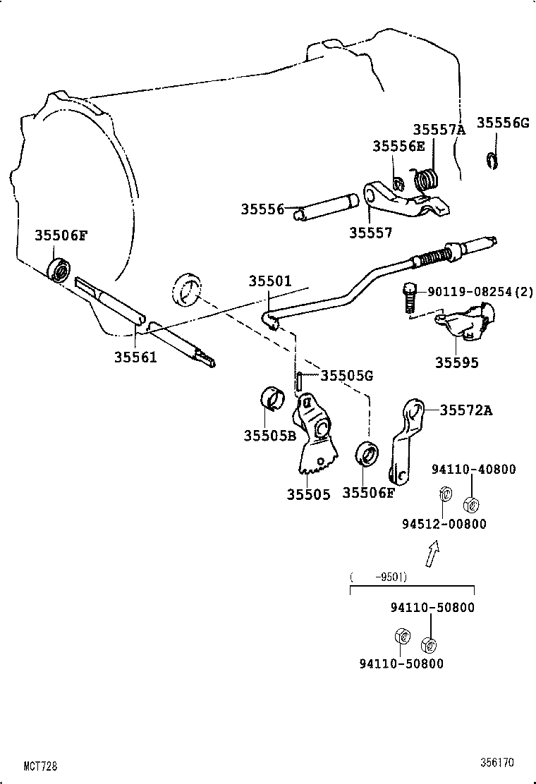 35505-36030 LEVER SUB-ASSY, MANUAL VALVE product image