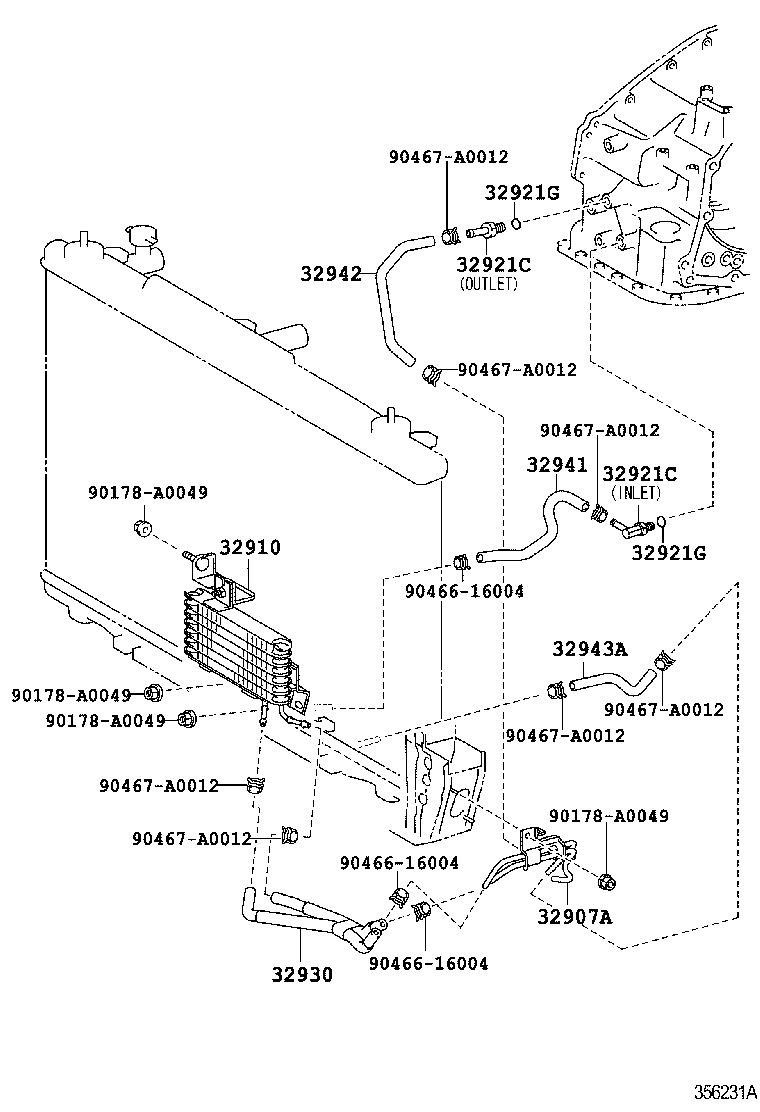32922-07020 TUBE, OIL COOLER OUTLET, NO.1 product image