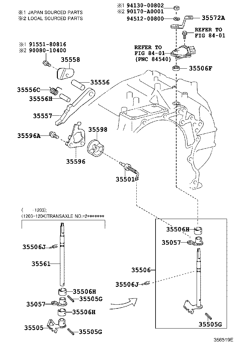 35556-07030 SHAFT, PARKING LOCK PAWL product image