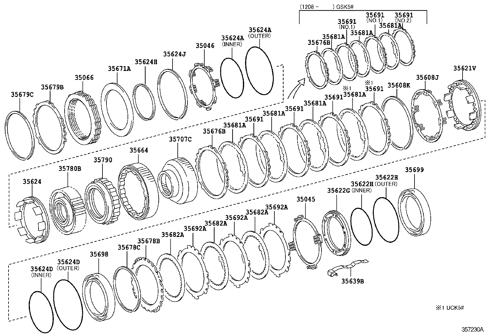 35045-0C040 SPRING SUB-ASSY, BRAKE PISTON RETURN,NO.2 product image