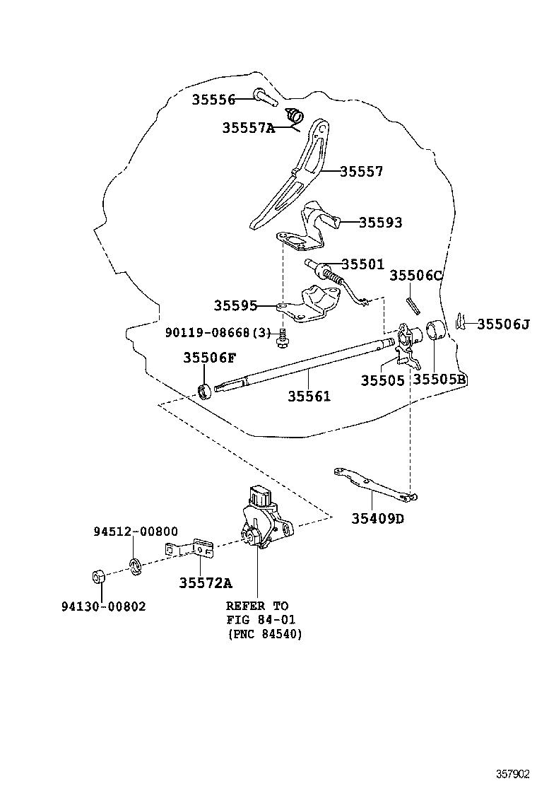 35572-52080 LEVER, TRANSMISSION CONTROL SHAFT product image