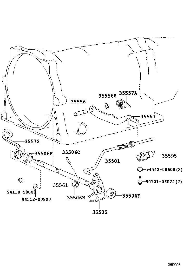 35572-25031 LEVER, TRANSMISSION CONTROL SHAFT, RH product image