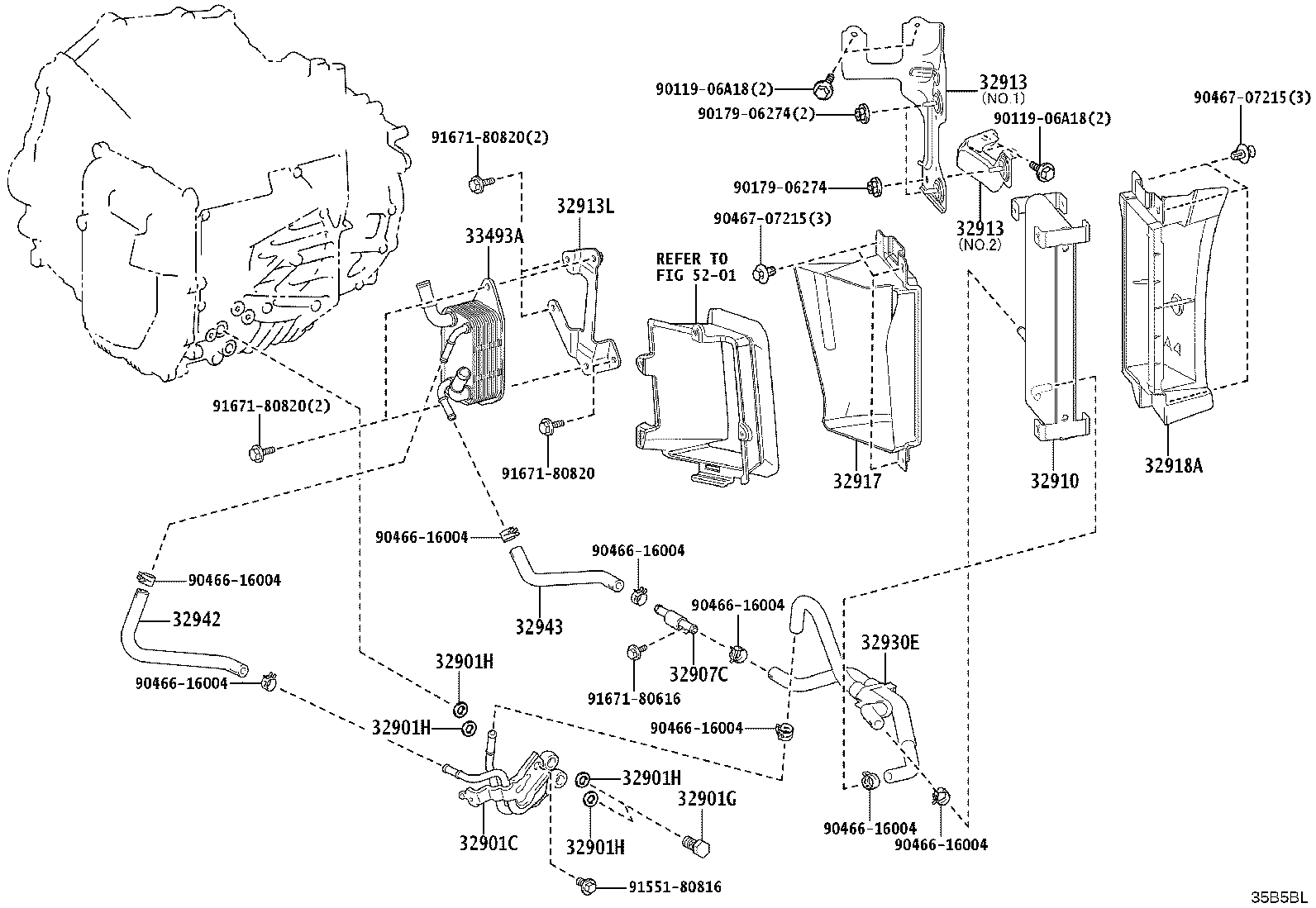 32918-12010 DUCT, TRANSMISSION OIL COOLER AIR OUTLET product image