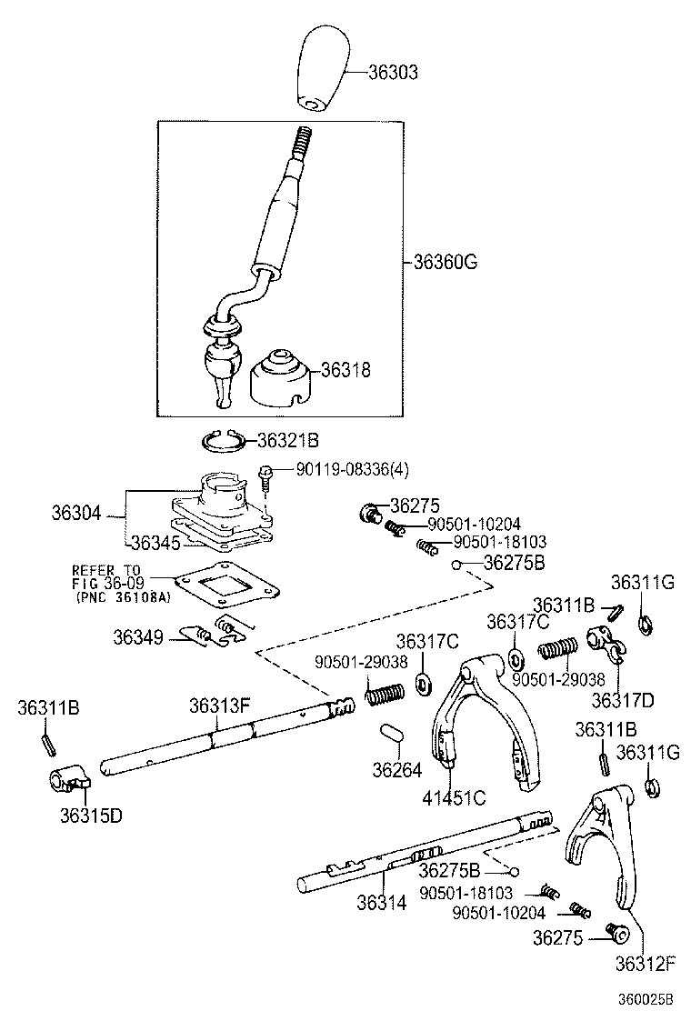 36314-60080 SHAFT, TRANSFER HIGH AND LOW SHIFT FORK product image
