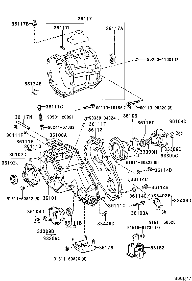 36102-35031 RETAINER SUB-ASSY, TRANSFER RH BEARING product image