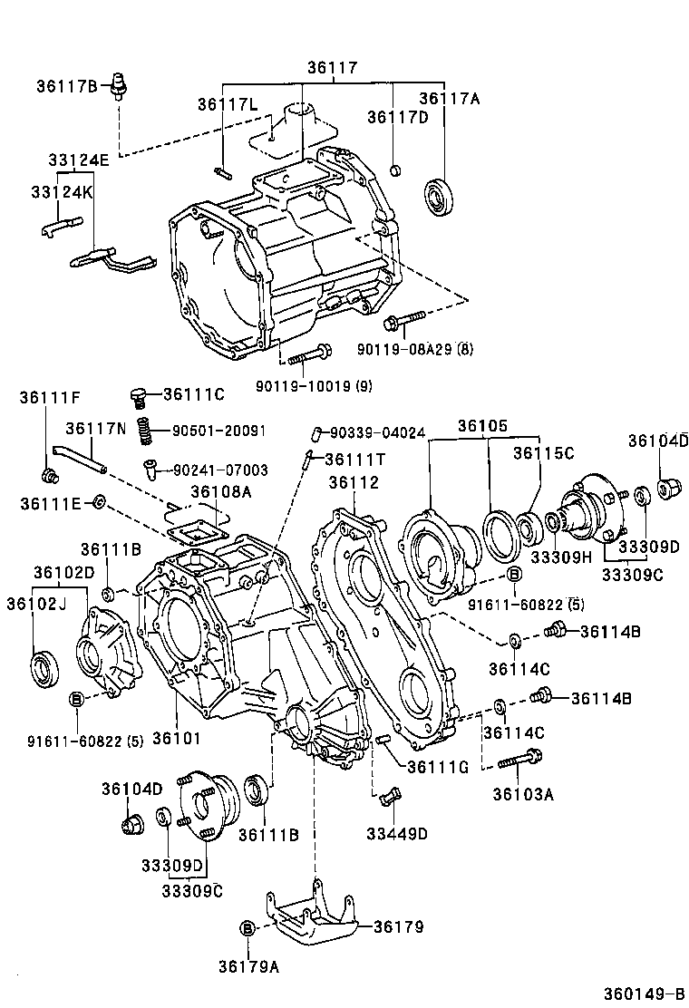 36102-35030 RETAINER SUB-ASSY, TRANSFER RH BEARING product image