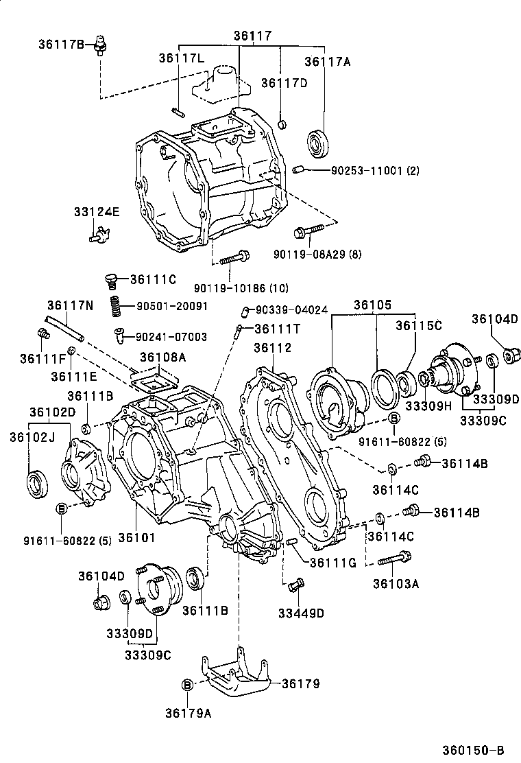 36102-35030 RETAINER SUB-ASSY, TRANSFER RH BEARING product image