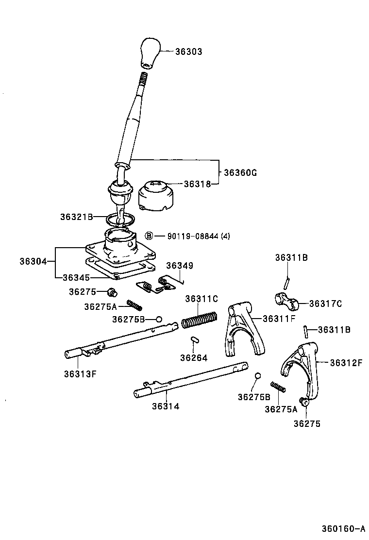 36303-34010-B0 KNOB SUB-ASSY, SHIFT LEVER product image
