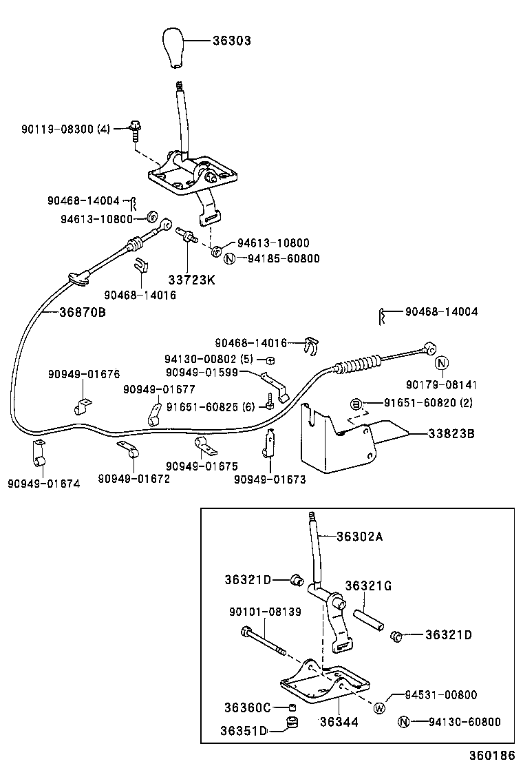 36303-37010-B0 KNOB SUB-ASSY, SHIFT LEVER product image