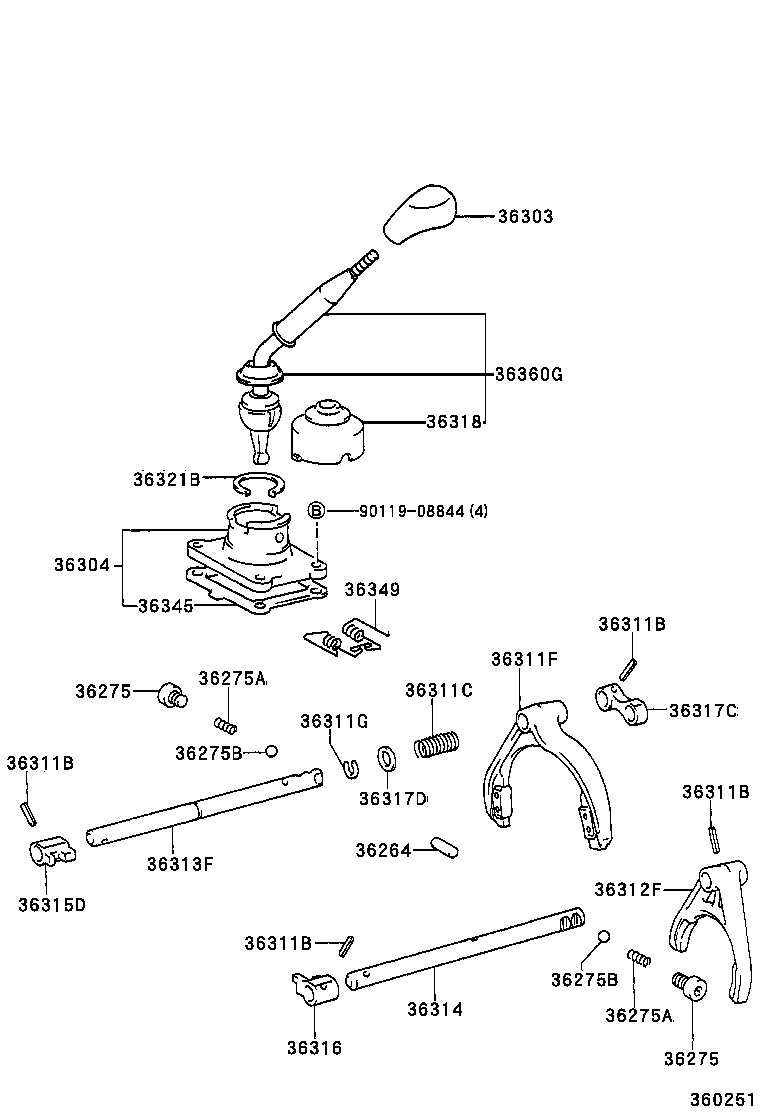 36303-34010-B0 KNOB SUB-ASSY, SHIFT LEVER product image