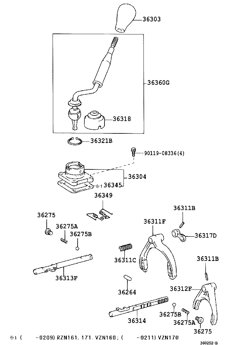 36303-35150-B0 KNOB SUB-ASSY, SHIFT LEVER product image