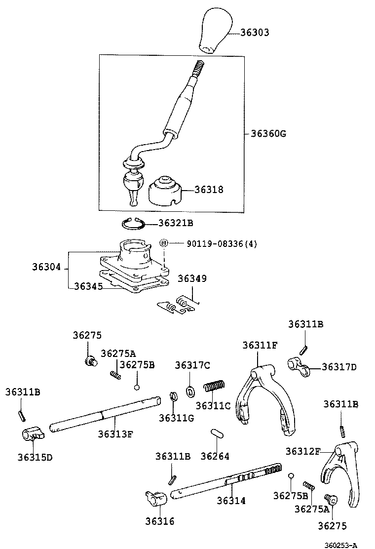 36303-35150-B0 KNOB SUB-ASSY, SHIFT LEVER product image
