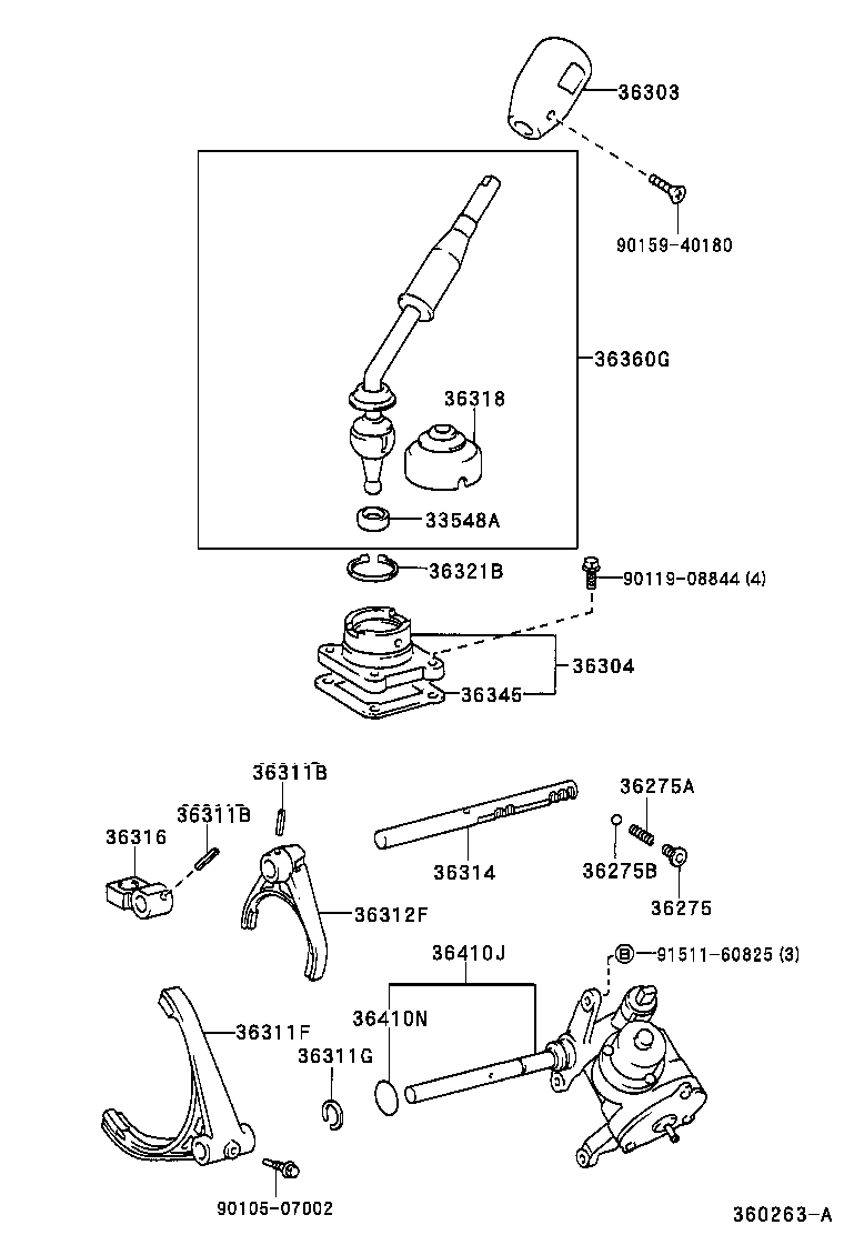 36304-35061 RETAINER SUB-ASSY, TRANSFER CONTROL SHIFT LEVER product image