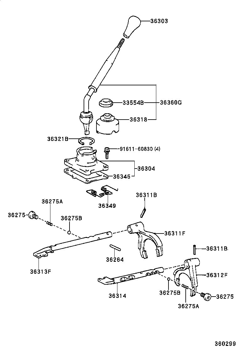 36303-04010 KNOB SUB-ASSY, SHIFT LEVER product image