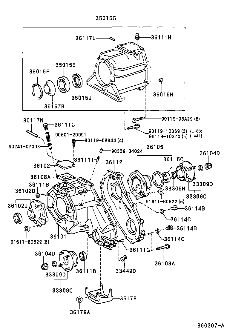 36102-35030 RETAINER SUB-ASSY, TRANSFER RH BEARING product image