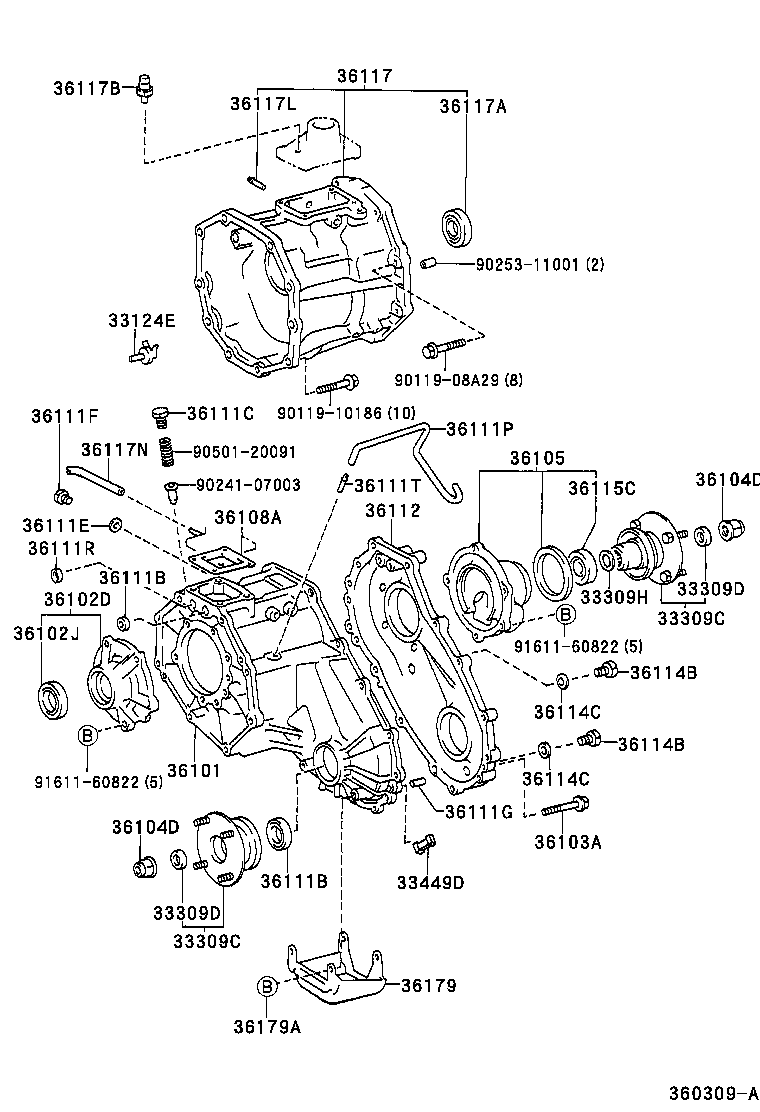 36102-35030 RETAINER SUB-ASSY, TRANSFER RH BEARING product image