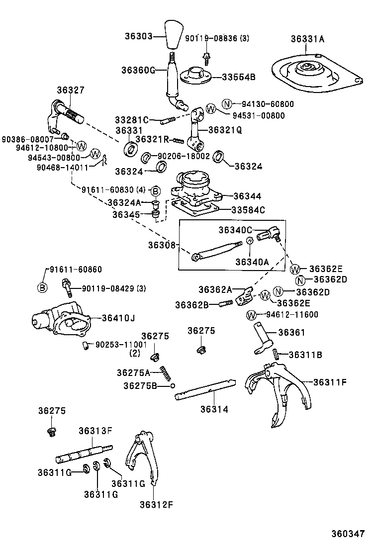 36327-60150 SHAFT, TRANSFER SHIFT LEVER product image