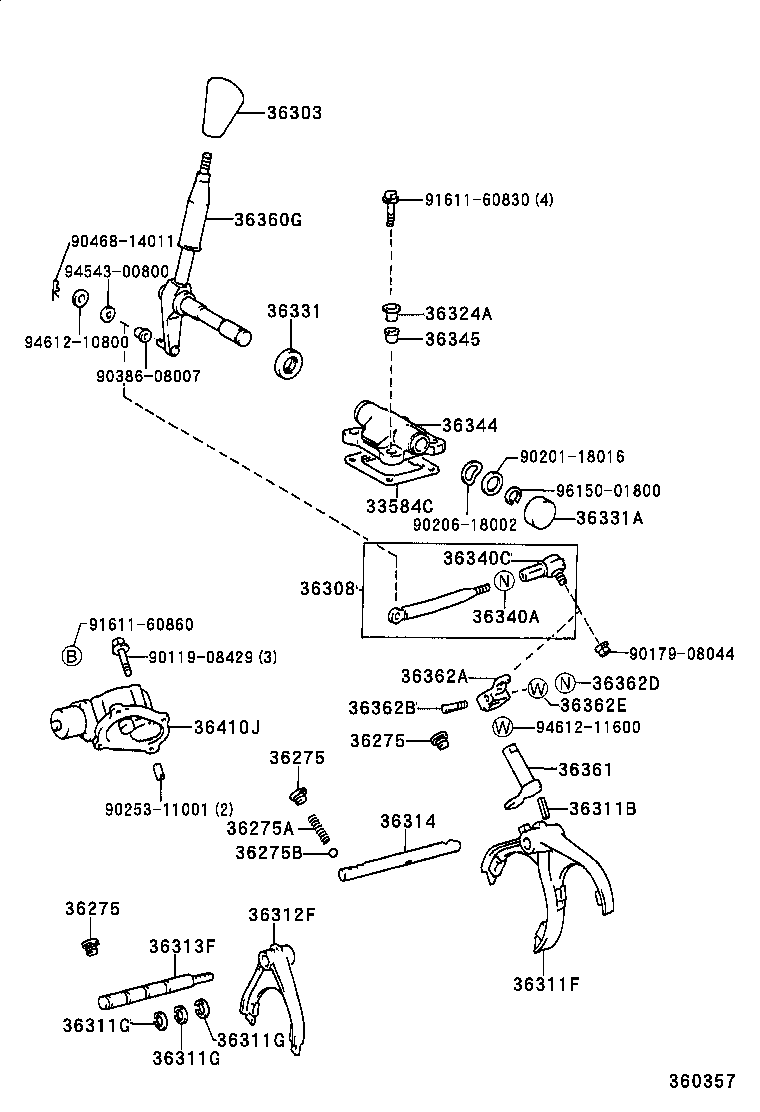 36327-60150 SHAFT, TRANSFER SHIFT LEVER product image