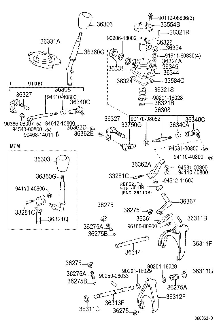 36327-60070 SHAFT, TRANSFER SHIFT LEVER product image