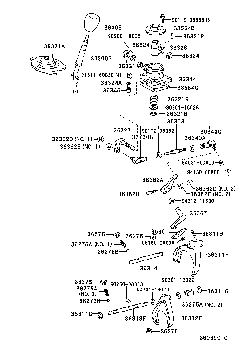 36327-60070 SHAFT, TRANSFER SHIFT LEVER product image