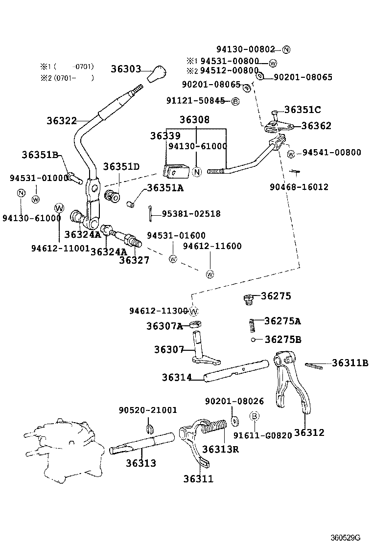 36303-60161-B0 KNOB SUB-ASSY, SHIFT LEVER product image