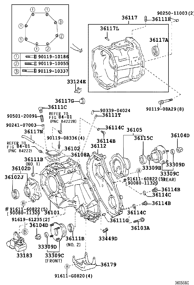 36112-38010 CASE, TRANSFER, REAR product image