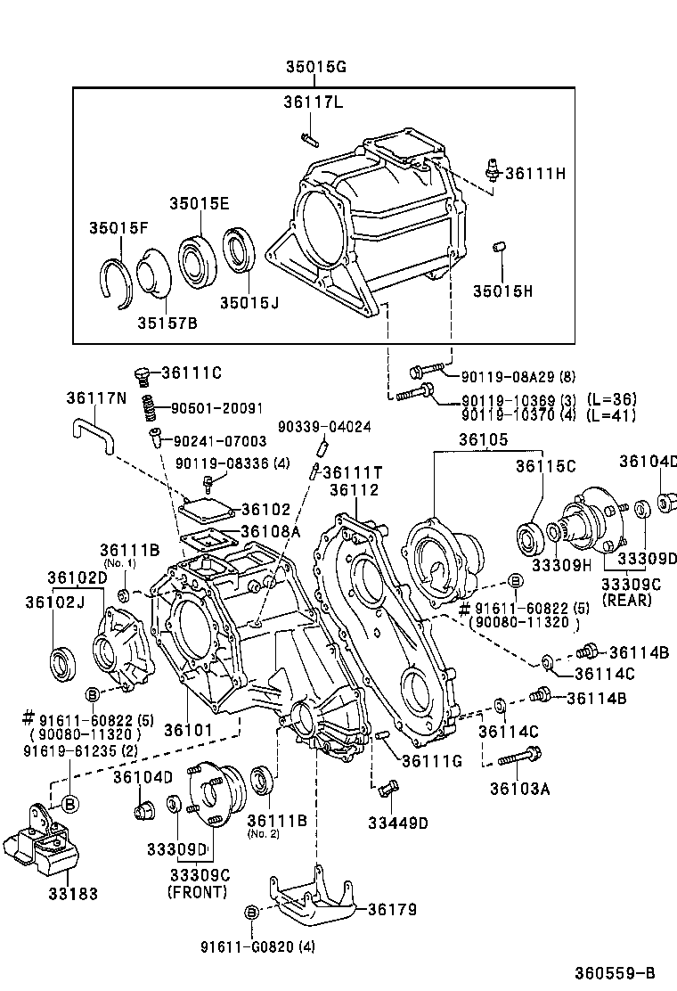 36112-38010 CASE, TRANSFER, REAR product image