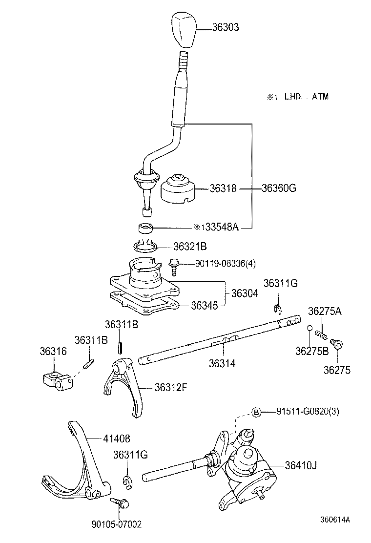 36314-60080 SHAFT, TRANSFER HIGH AND LOW SHIFT FORK product image