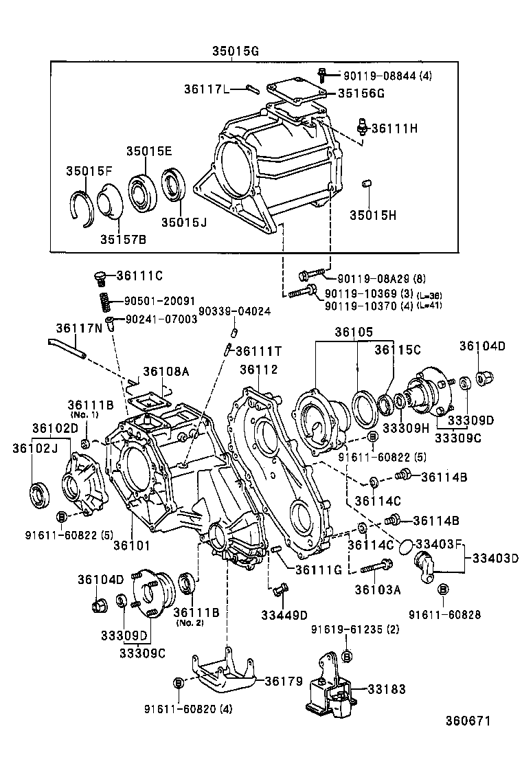 36102-35031 RETAINER SUB-ASSY, TRANSFER RH BEARING product image