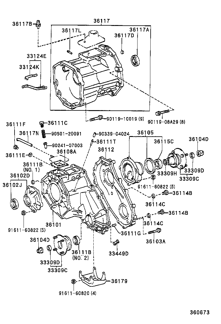 36102-35031 RETAINER SUB-ASSY, TRANSFER RH BEARING product image