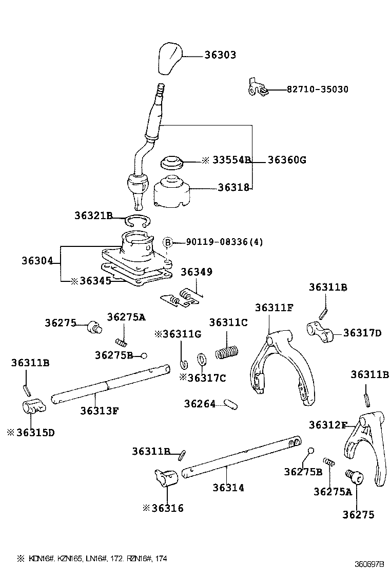 36303-04010 KNOB SUB-ASSY, SHIFT LEVER product image