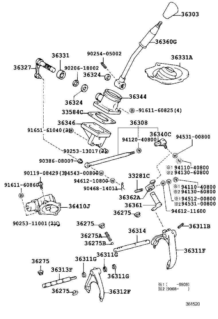 36303-60161-B0 KNOB SUB-ASSY, SHIFT LEVER product image