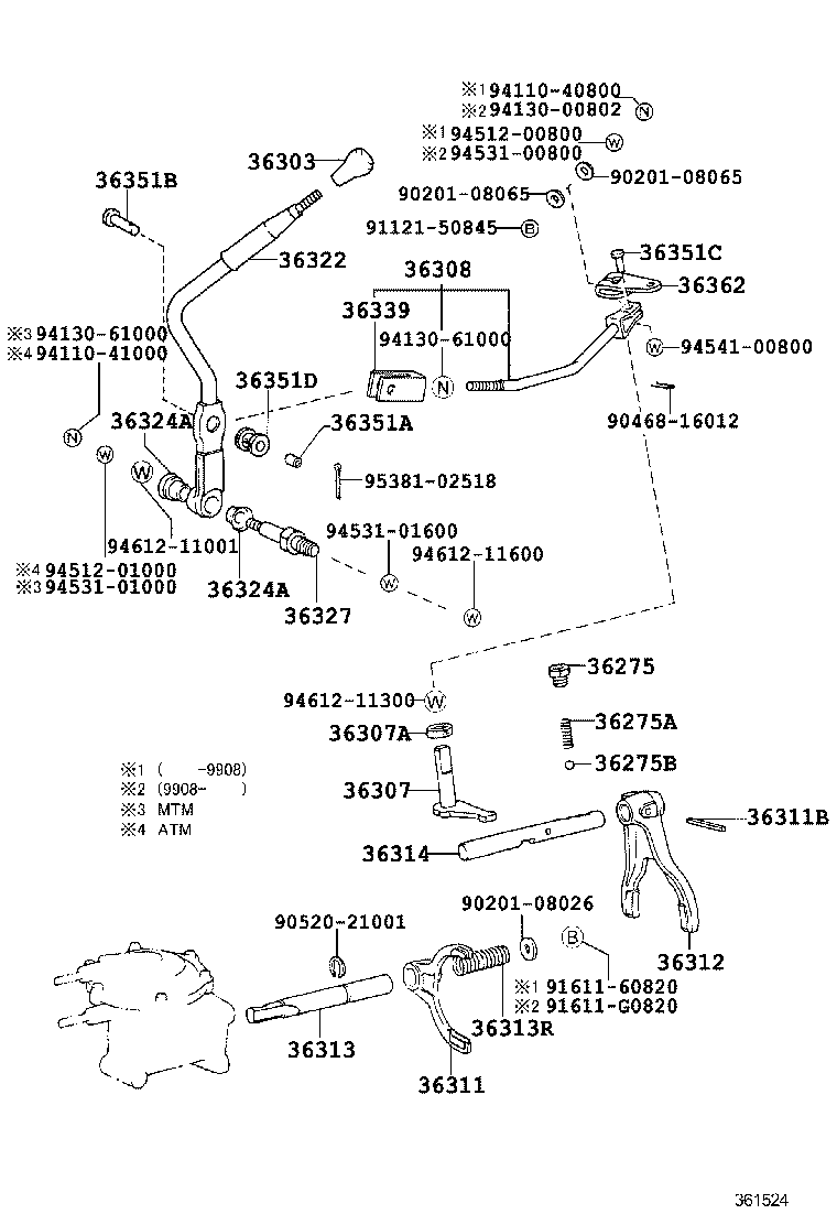 36303-60211-B0 KNOB SUB-ASSY, SHIFT LEVER product image