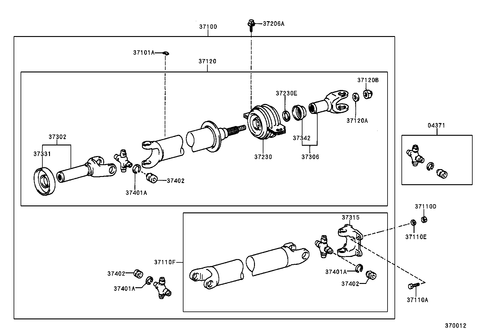 37120-0B030 SHAFT ASSY, PROPELLER INTERMEDIATE product image