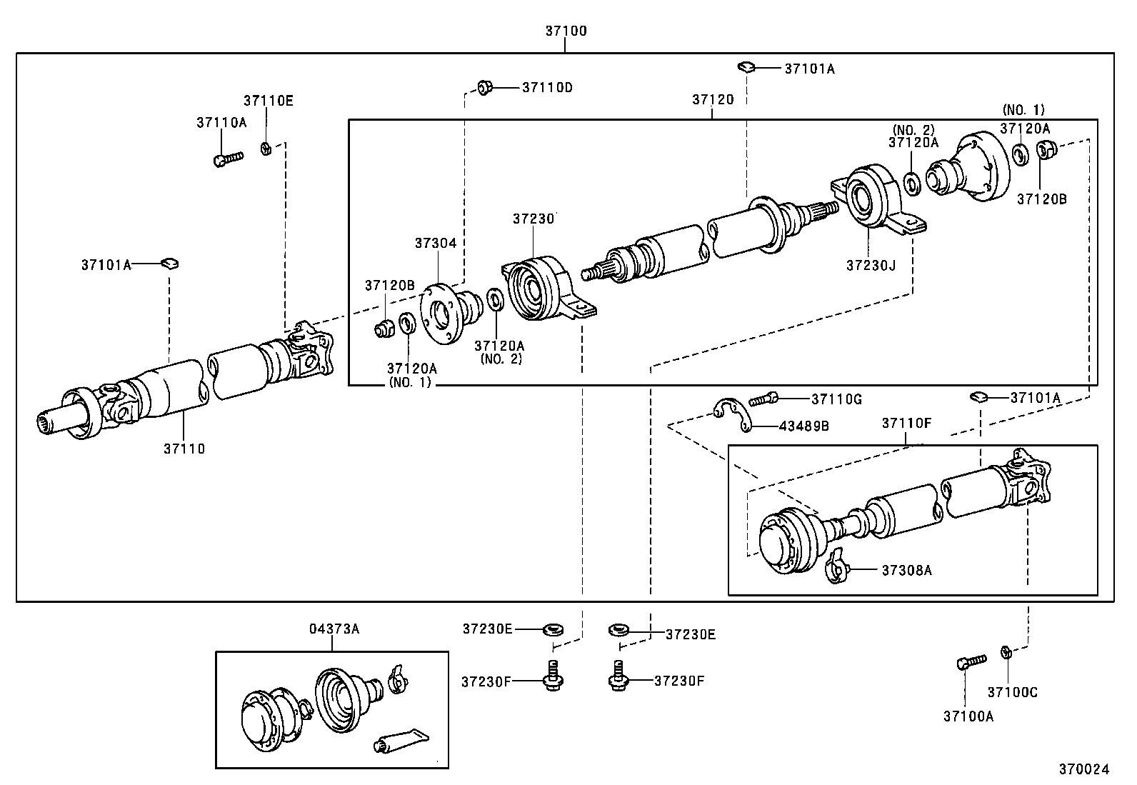 37100-33010 SHAFT ASSY, PROPELLER W/CENTER BEARING product image