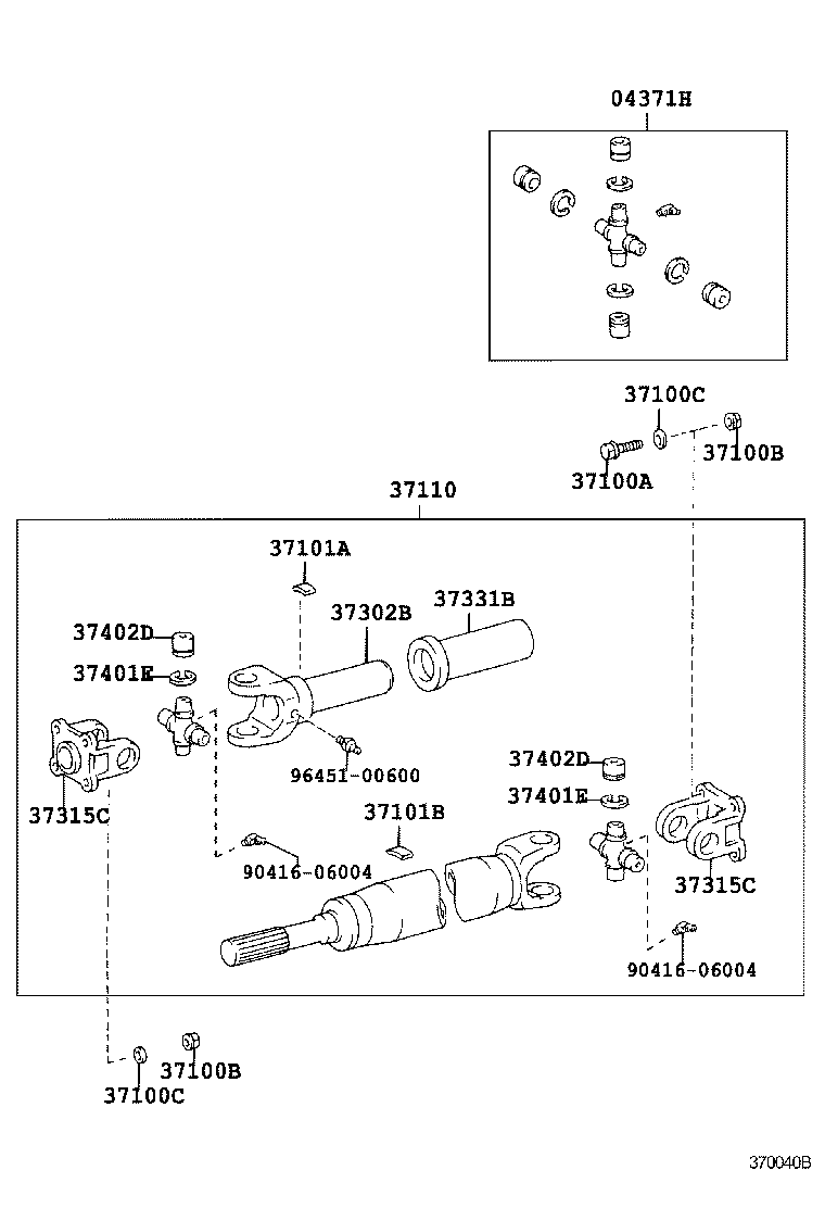 04371-60100 SPIDER KIT, REAR PROPELLER SHAFT UNIVERSAL JOINT product image